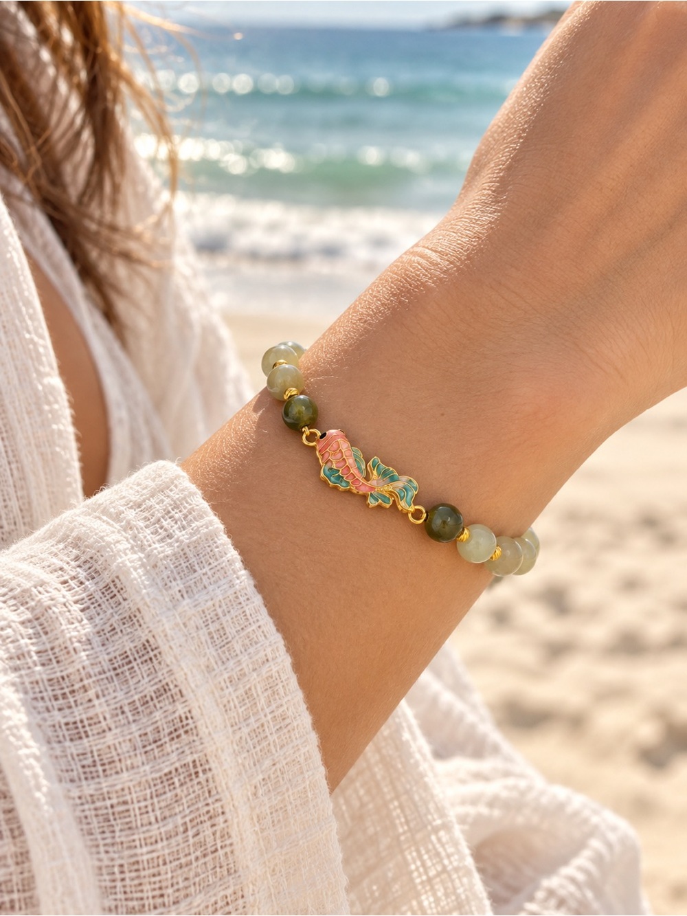 Lotus Koi Jade Bracelet